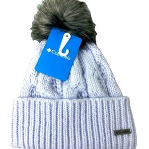 Columbia Women’s Boundless Days Cable Knit Pom Beanie O/S Snowdrift-Lavender New